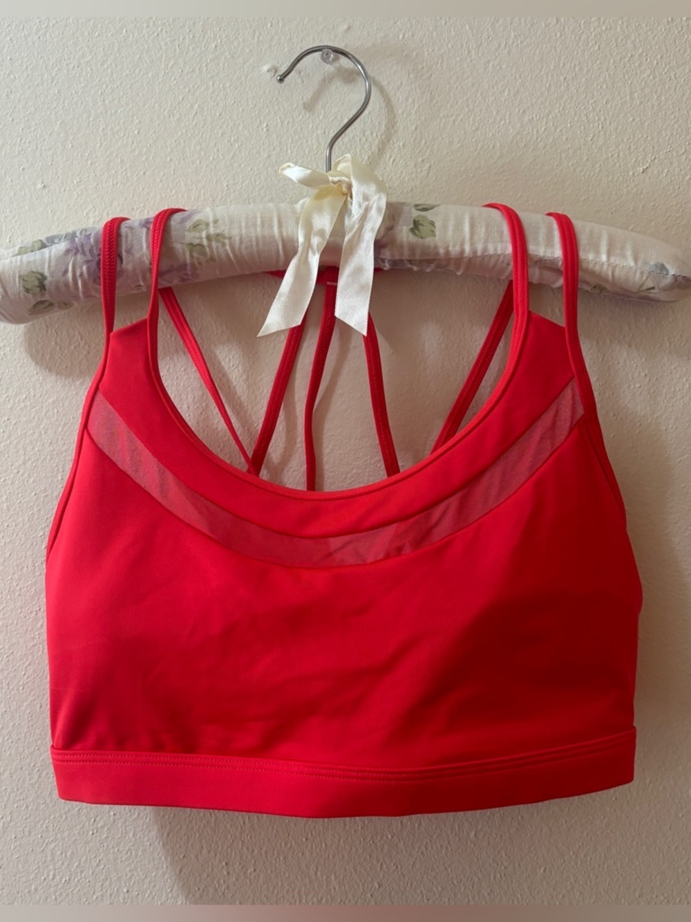VSX Strappy Mesh-Panel Sports Bra - Red